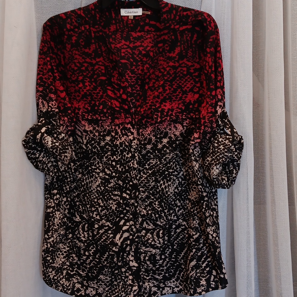Calvin Klein Red and Black Blouse